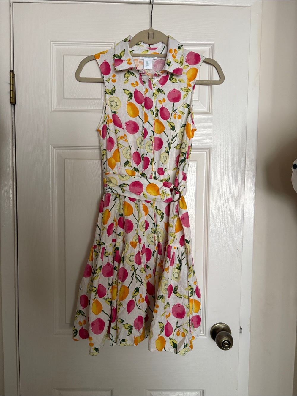 Cynthia Rowley Pink & Yellow Fruit Print Sleeveless Mini Dress NWOT